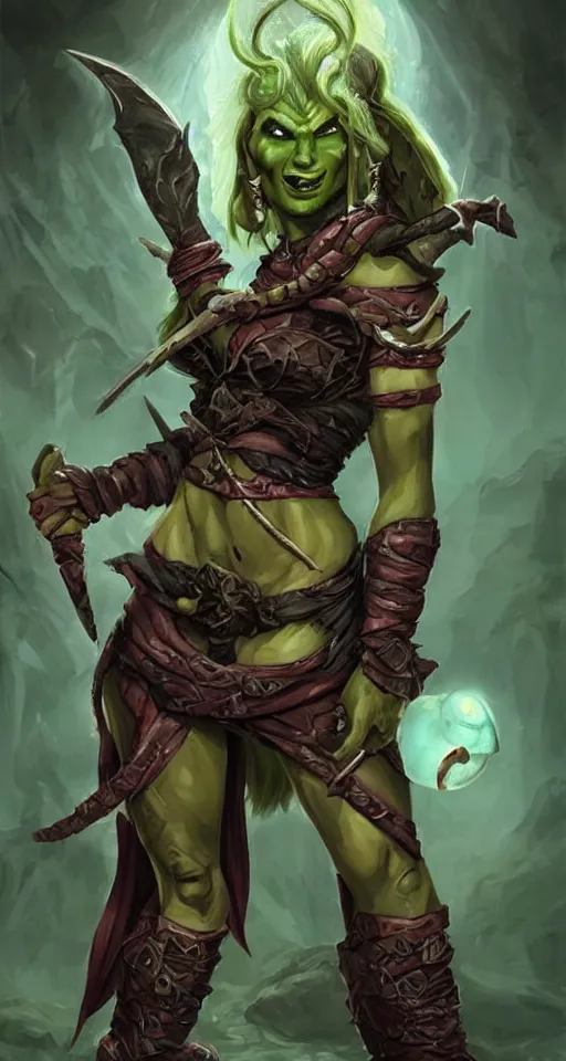 Image similar to dungeons and dragons beautiful orc lady