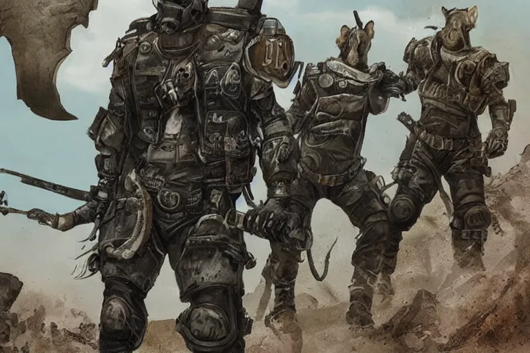 Image similar to a good ol'hyena fursona ( from the furry fandom ), heavily armed and armored facing down armageddon in a dark and gritty version from the makers of mad max : fury road. witness me.