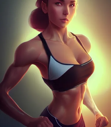 Prompt: beautiful portrait of a gorgeous personal trainer who looks like Lady Dimitrescu , character design by charlie bowater, ross tran, artgerm, and makoto shinkai, detailed, soft lighting, rendered in octane