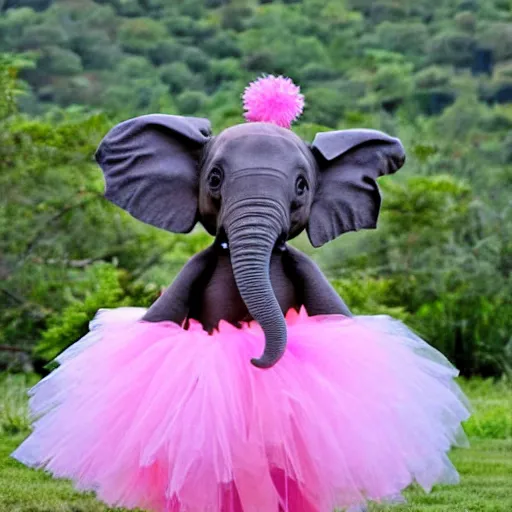 Prompt: an elephant wearing a tutu