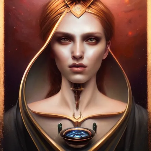 Prompt: a beautiful portrait of a celestial goddess by Jim Burns and Tom Bagshaw, Trending on Artstation