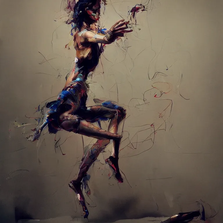 Image similar to fullbody potrait of dancing woman in the style of adrian ghenie, 3 d render, esao andrews, jenny saville, surrealism, dark art by james jean, ross tran