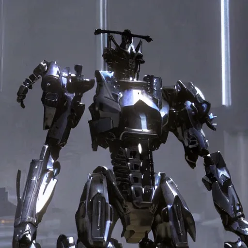 Image similar to cinematic still from westworld and ps 5 armoredcore 6, close shot of slim ornate armored core by fujioka kenki and by mamoru nagano,