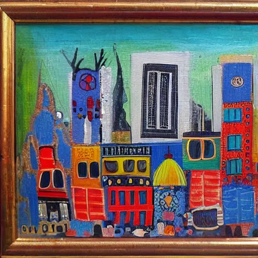 Image similar to outsider art of a painting of london.