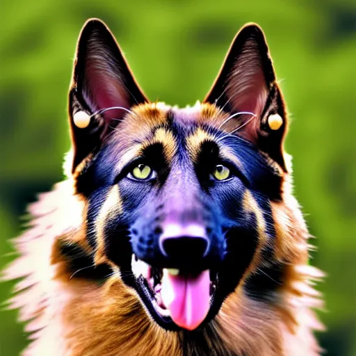 Image similar to a feline german shepherd - cat - hybrid, animal photography