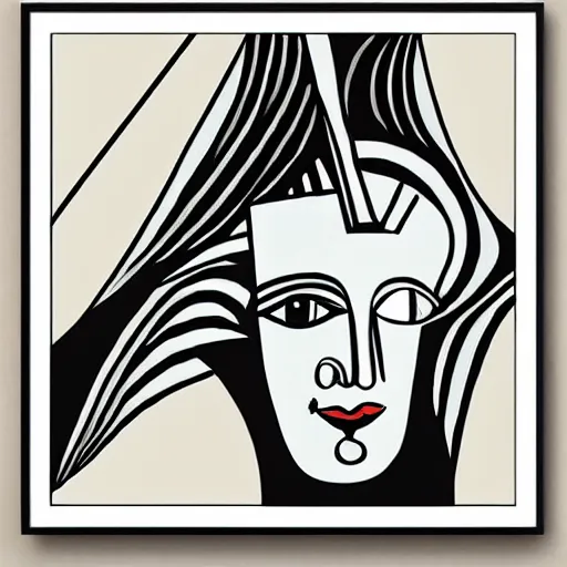 Prompt: picasso curvy lineart portraits, minimalist, cubism, boho neutral colors, framed