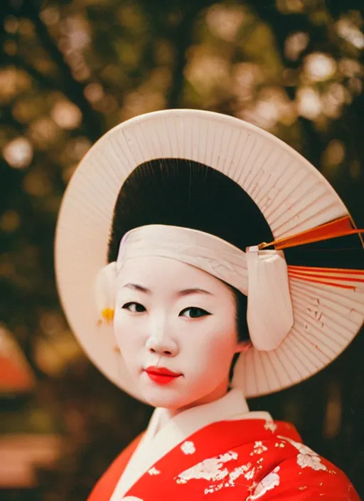 Prompt: Portrait Photograph of a Japanese Geisha Fuji Pro 400H