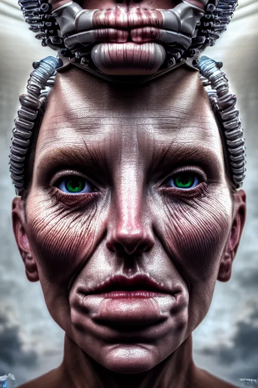 Image similar to hyperrealistic close-up rococo cyborg woman! highly detailed concept art eric zener elson peter cinematic hard lighting high angle hd 8k sharp shallow depth of field, inspired by David Paul Cronenberg and Zdzisław Beksiński