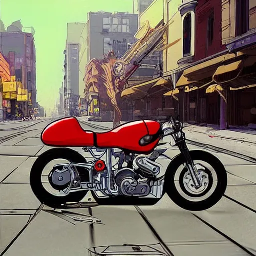 Image similar to akira style motorcycles in the streets of san francisco in 2 0 4 8