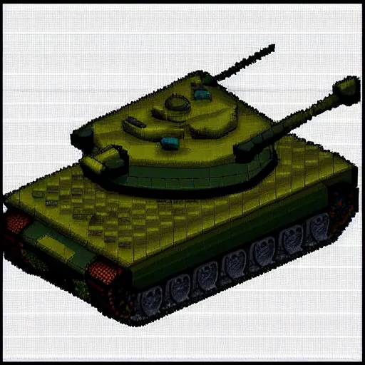 Image similar to a military pixel art of a tank by david pentland, world war 2 background,artstation,deviantart,Unreal Engine, #pixelart