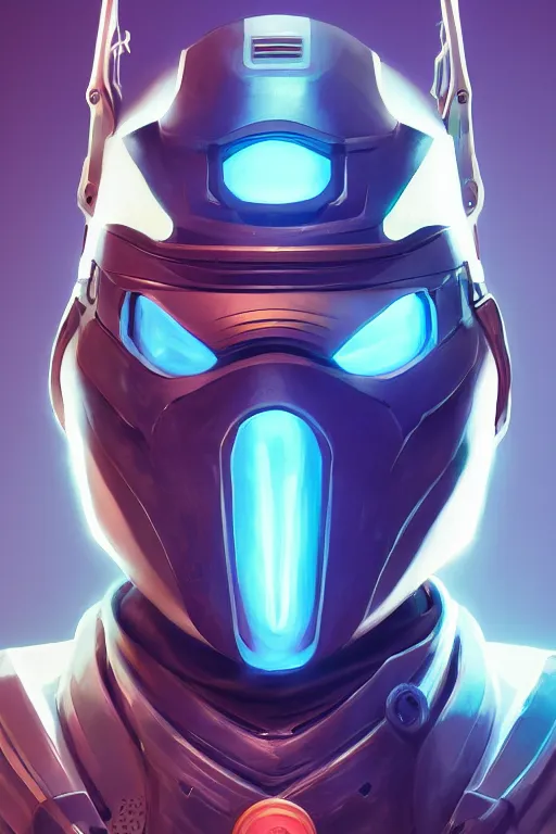 Image similar to epic mask helmet robot ninja portrait stylized as fornite style game design fanart by concept artist gervasio canda, behance hd by jesper ejsing, by rhads, makoto shinkai and lois van baarle, ilya kuvshinov, rossdraws global illumination radiating a glowing aura global illumination ray tracing hdr render in unreal engine 5