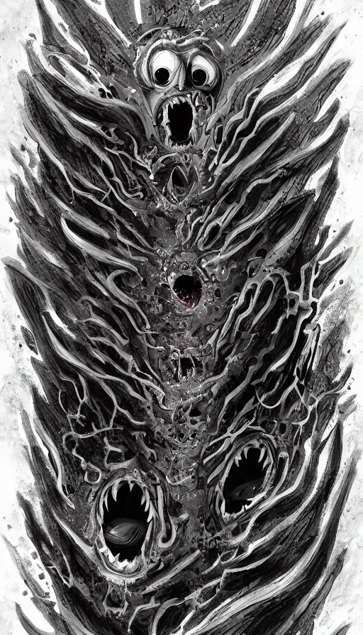 Image similar to a storm vortex made of many demonic eyes and teeth, by disney concept artists