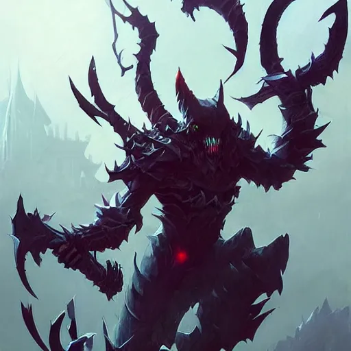 Image similar to shadow fiend lord hybrid, fantasy game art by greg rutkowski, fantasy rpg, dota 2