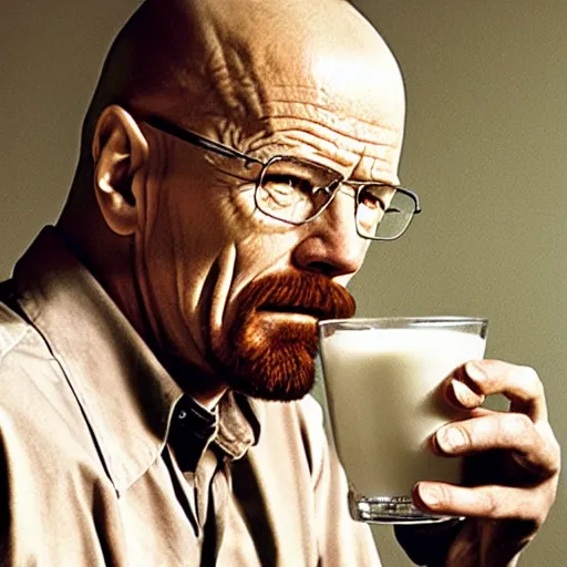 Image similar to walter white drinking milk