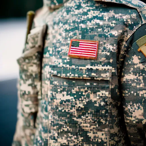 Image similar to a fox dressed in a modern american military soldier uniform, 8 5 mm f / 1. 4