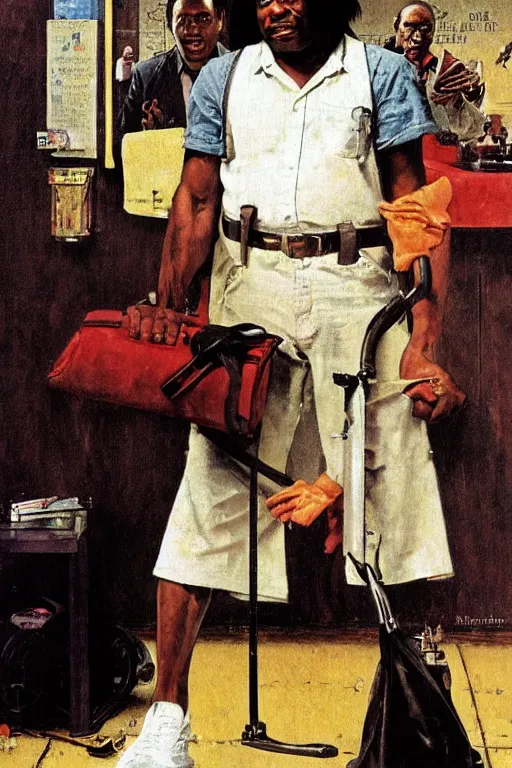 Image similar to Marcellus Wallace from Pulp Fiction painted by Norman Rockwell