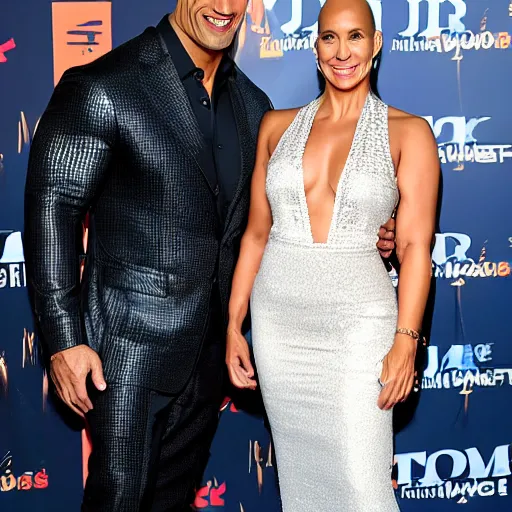 Prompt: Dwayne The Rock Johnson looking fabulous in a skimpy dress after her FTM surgery
