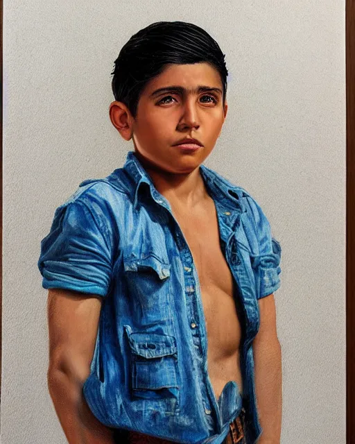 Prompt: portrait of a magical mexican boy, art by denys tsiperko and bogdan rezunenko, hyperrealism