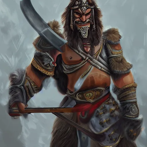 Prompt: A Tauren warrior wielding a two handed sword, digital painting, detailed, realism