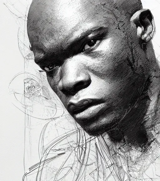 Image similar to portrait of anderson silva, pen and ink, intricate line drawings, by craig mullins, ruan jia, kentaro miura, greg rutkowski, loundraw