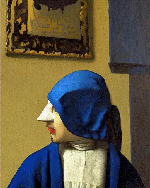 Prompt: johannes vermeer painting of batman