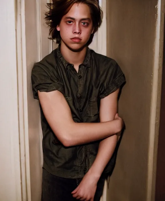 Image similar to portrait cole sprouse photographed by nan goldin