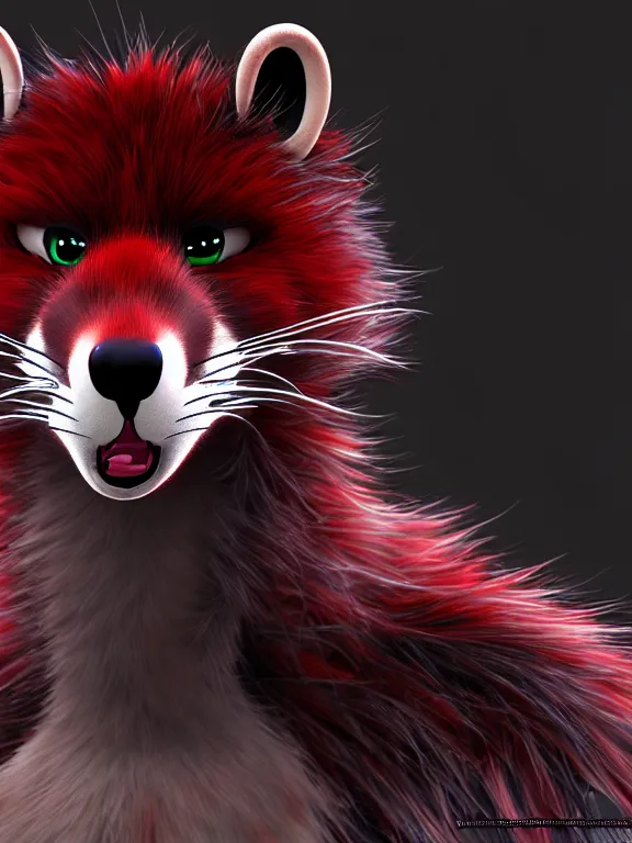 Image similar to furry - male - red - black - weasel - chaos theorist - fursona uhd ue 5 visual novel pc game expressions, photorealistic