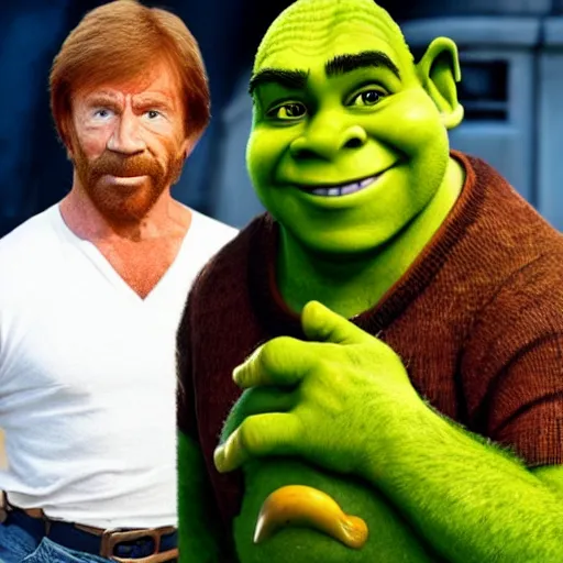 Prompt: chuck norris as shrek