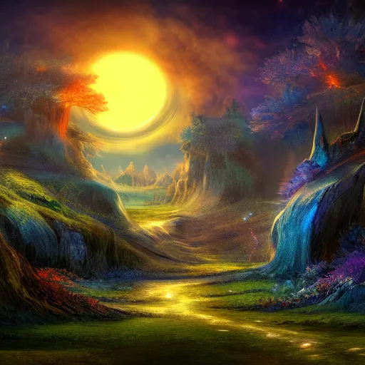 Prompt: mystical fantasy landscape, 4k