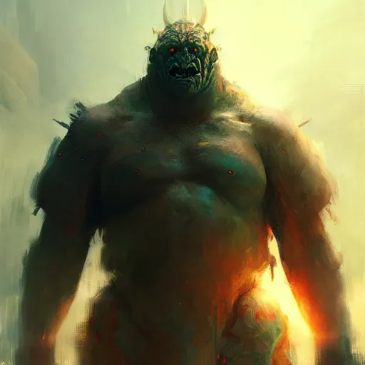 Prompt: a portrait giant humanoid monster, sharp focus, illustration, highly detailed, digital painting, concept art, matte, art by ruan jia and wlop and greg rutkowski, masterpiece