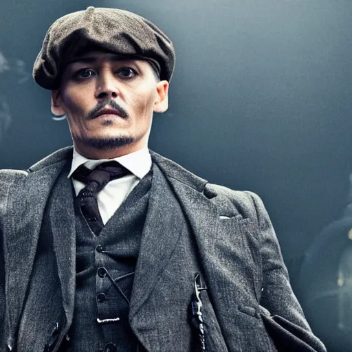 Prompt: Johnny Depp in Peaky Blinders very detail 4K quality super realistic