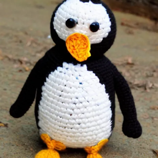 Image similar to crocheted penguin doll,