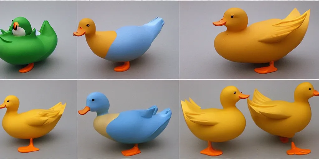 Prompt: transformation of a duck to a rubber duck