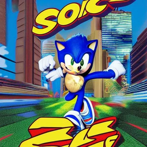 Prompt: Box art for the Sega Genesis game Sonic the Hedgehog 5, highly detailed, dynamic lighting, detailed digital art