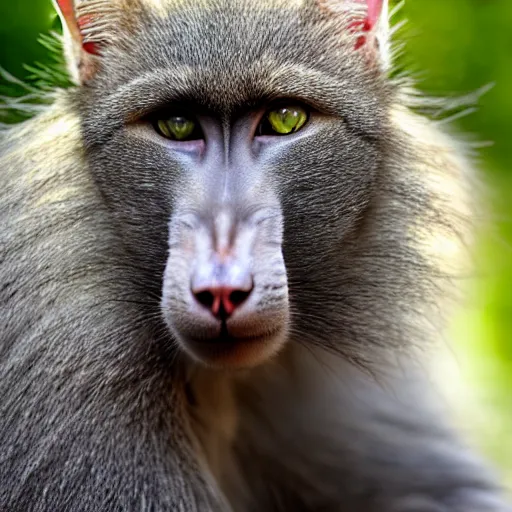 Image similar to a cat - mandrillbaboon - hybrid, animal photography