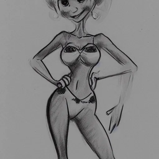 Image similar to milt kahl sketch of victoria justice with kim kardashian body as princess daisy from super mario bros