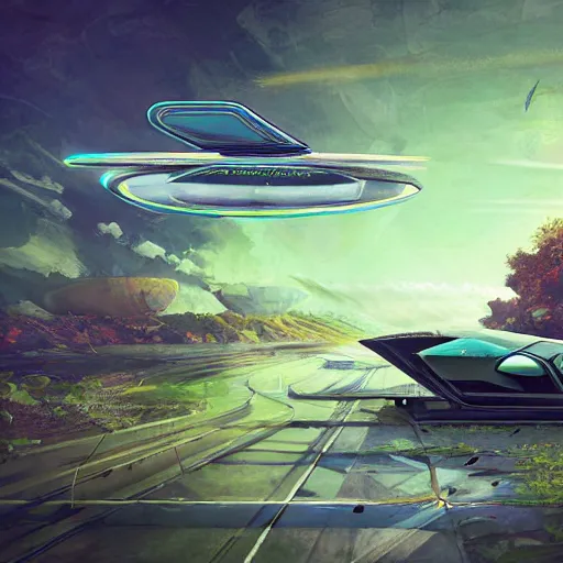 Prompt: solarpunk hovercar, clean energy, green technology, batoidea shape, airspace, sunny day, futurism, intricate, engines, glow, highly detailed, peaceful, utopia, bright, digital painting, artstation, concept art, smooth, sharp focus, epic landscape, art by akihiko yoshida and tim mcburnie and anato finnstark