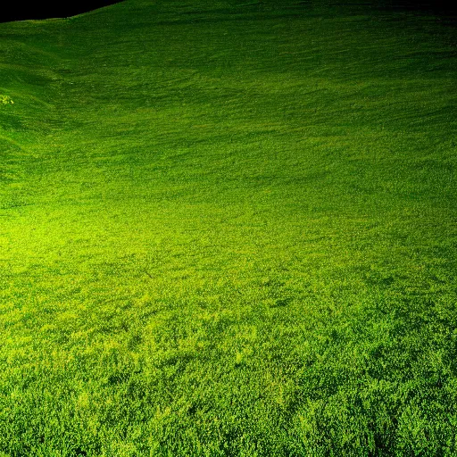 Prompt: webcam photo!! of a green empty steep grass hill with no trees, flash photography, strange unnatural lighting, flash photography, uncanny, colored photograph