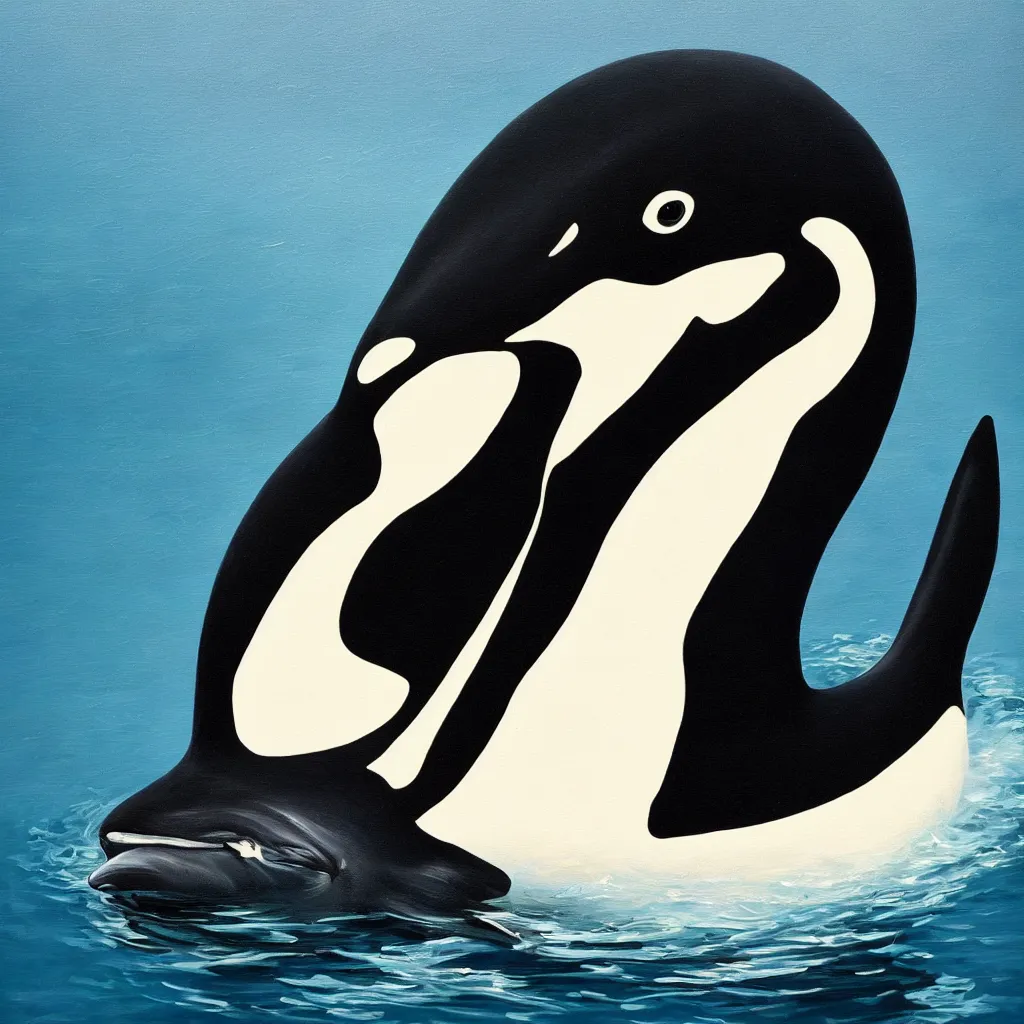 Prompt: expressive painting of a baby orca duck, obfuscate light, intricate, captivating eyes, delicate, classicism style, intricate details, digital art, portrait, 8 k resolution