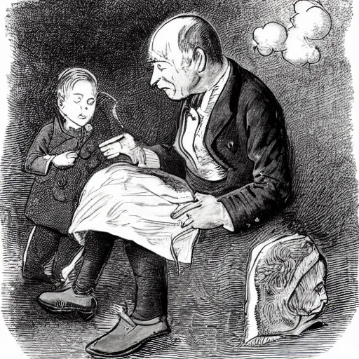 Image similar to candid portrait of white ball face speaking, surrounded by clouds, illustrated by peggy fortnum and beatrix potter and sir john tenniel