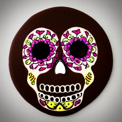 Image similar to “sugar skull in chocolate, studio lighting, 3D”