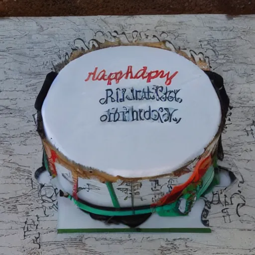 Image similar to ' happy birthday'written on a cake, photorealism