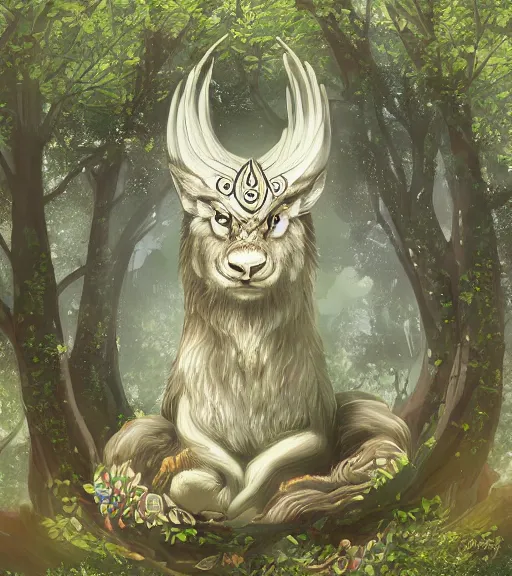 Image similar to ancient animal god in a forest by aoshima, chiho - digital art