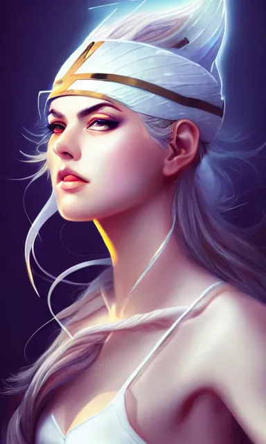 Image similar to the god athena, beautiful female, white skin, portrait, sharp focus, digital art, concept art, dynamic lighting, by emylie boivin and rossdraws