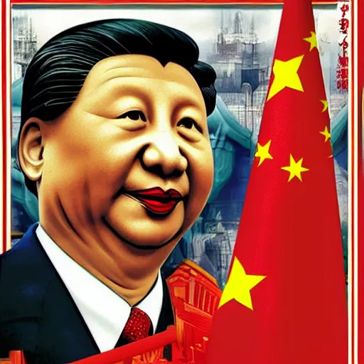 Image similar to xi jinping as communist clown in propaganda style poster