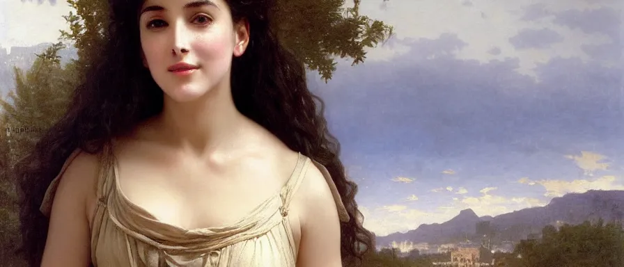 Prompt: Monica Bellucci as Hermione Granger. Smiling. Happy. Cheerful. Art by william adolphe bouguereau. Extremely detailed. Beautiful. 4K. Award winning.