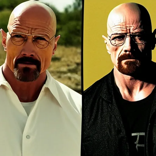Image similar to Walter white and Dwayne the rock johnson in breaking bad