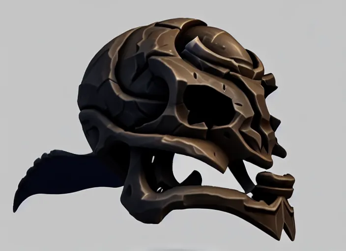 Image similar to wraith skull, stylized stl, 3 d render, activision blizzard style, hearthstone style, darksiders style