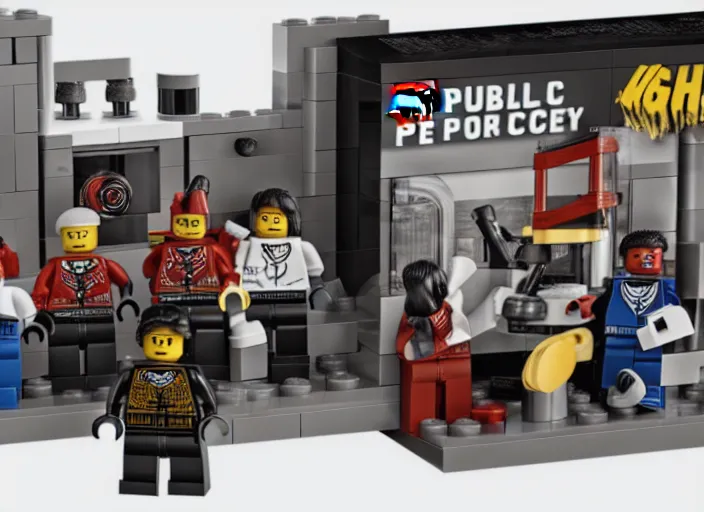 Image similar to product photo still of public enemy fight the power video lego playset, 8 k, 1 2 0 mm macro, f 1. 8, studio lighting, key light