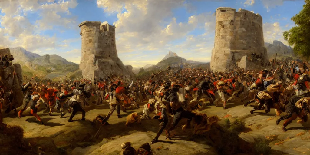 Prompt: landscape portrait of a marmots storming the bastille, by william sidney mount, trending on artstation